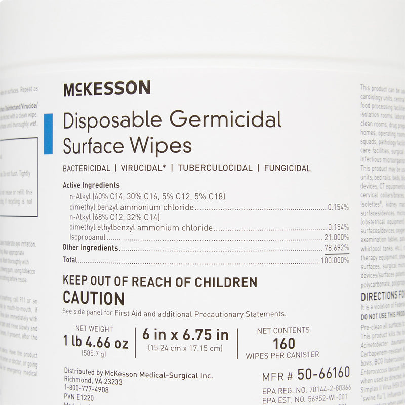 McKesson Surface Disinfectant Wipes, Large Canister, 1 Box (Cleaners and Disinfectants) - Img 7