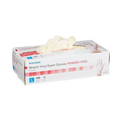 McKesson Stretch Vinyl Exam Glove, Large, Ivory, 1 Box of 100 () - Img 1