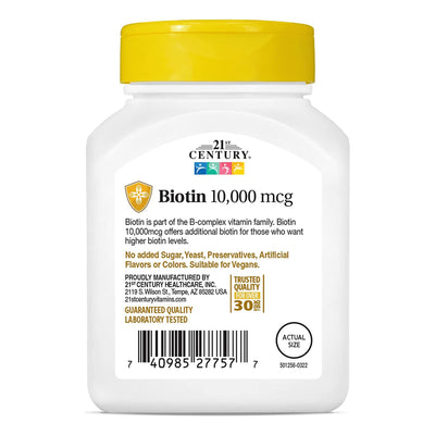 21st Century® Vitamin B-7 Biotin Supplement, 1 Bottle (Over the Counter) - Img 2