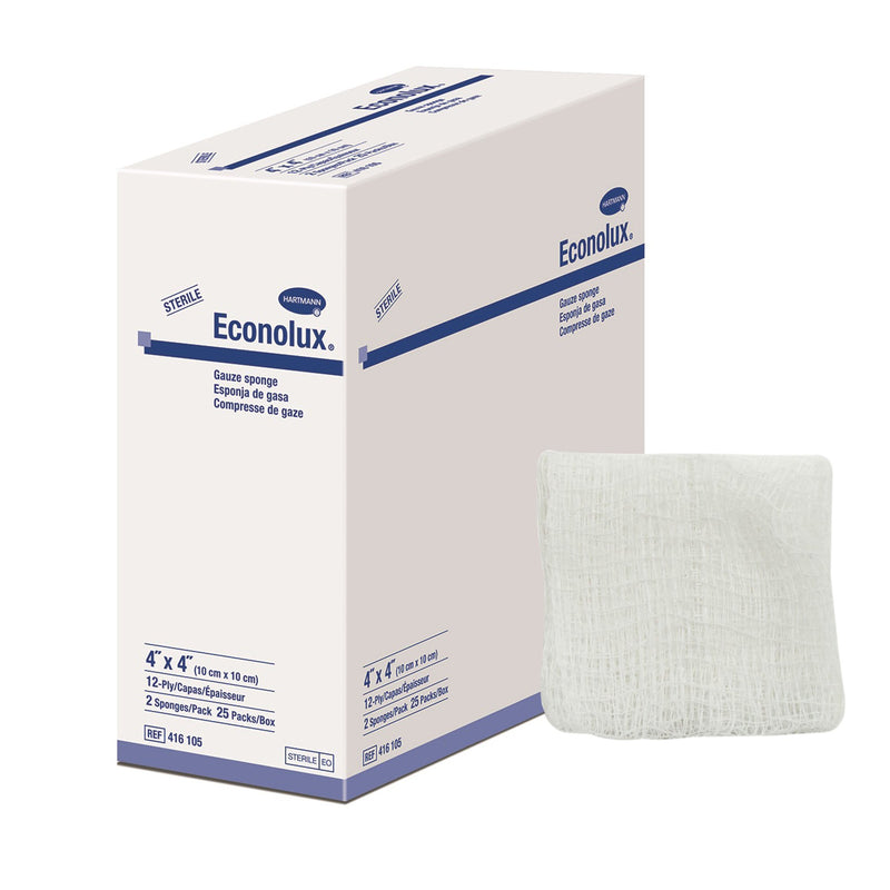 Econolux® Sterile Gauze Sponge, 4 x 4 Inch, 1 Case of 600 (General Wound Care) - Img 1