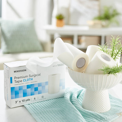 McKesson Silk-Like Cloth Medical Tape, 3 Inch x 10 Yard, White, 1 Box of 4 (General Wound Care) - Img 6