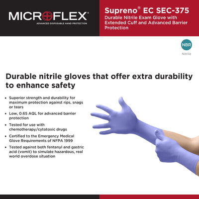 Supreno® EC Nitrile Extended Cuff Length Exam Glove, Extra Large, Blue, 1 Box of 50 () - Img 4