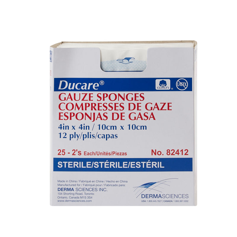 Ducare Sterile Gauze Sponge, 4 x 4 Inch, 1 Box of 25 (General Wound Care) - Img 2