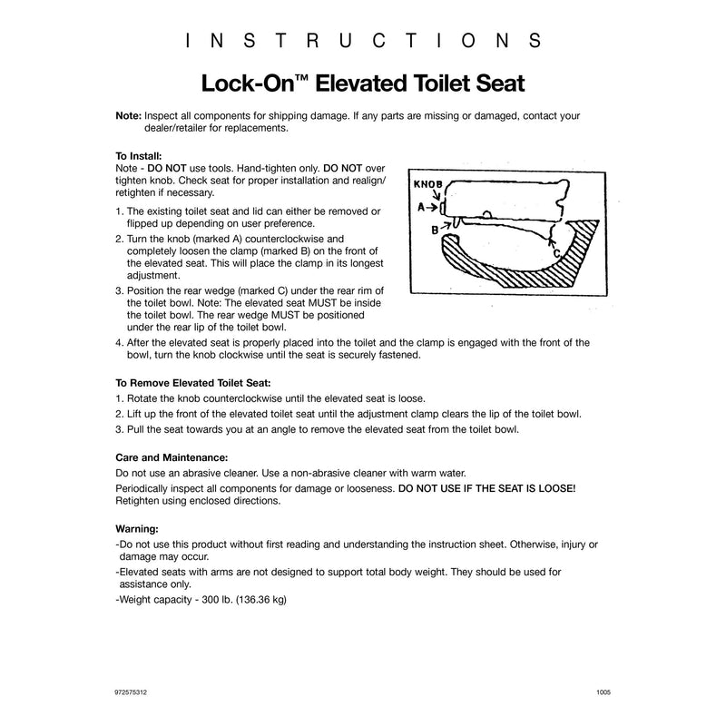 Lock-On Elevated Toilet Seat with Arms, 1 Each (Raised Toilet Seats) - Img 3