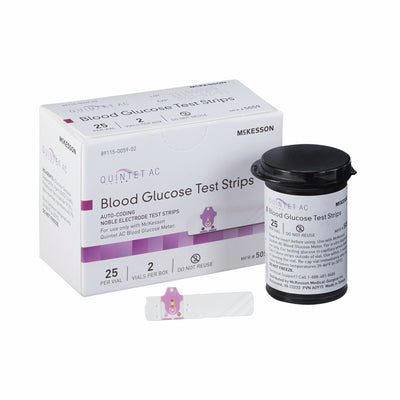 Quintet AC® Blood Glucose Test Strips, 1 Box (Diabetes Monitoring) - Img 1