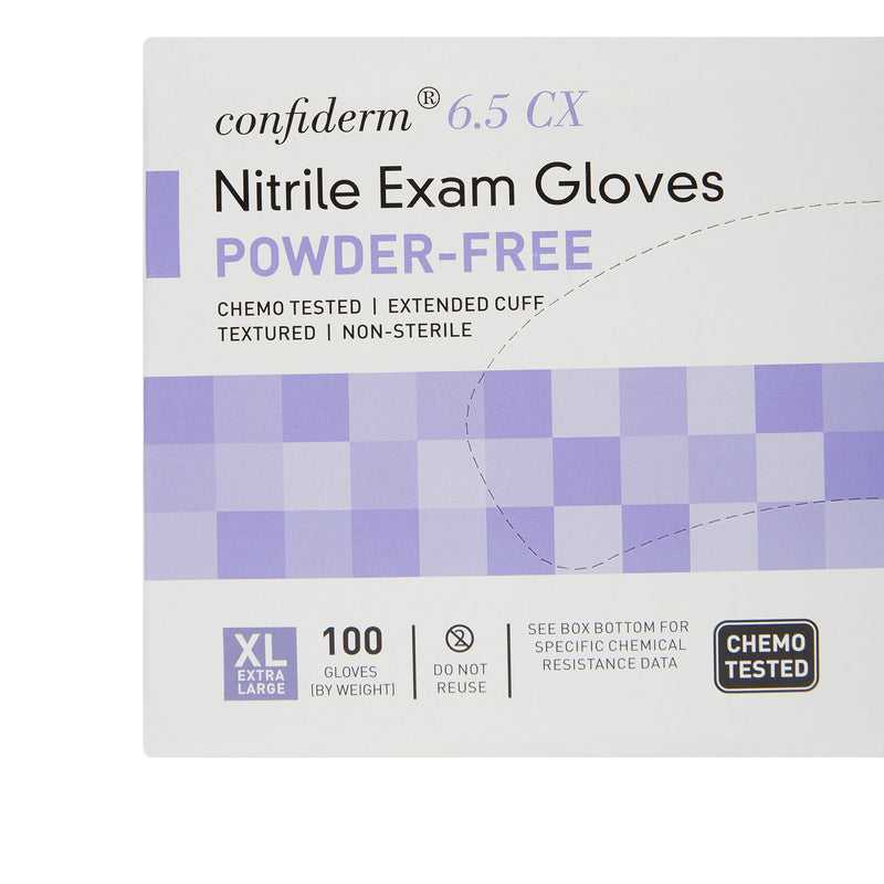 McKesson Confiderm® 6.5CX Extended Cuff Nitrile Extended Cuff Length Exam Glove, Extra Large, Blue, 1 Box of 100 () - Img 5