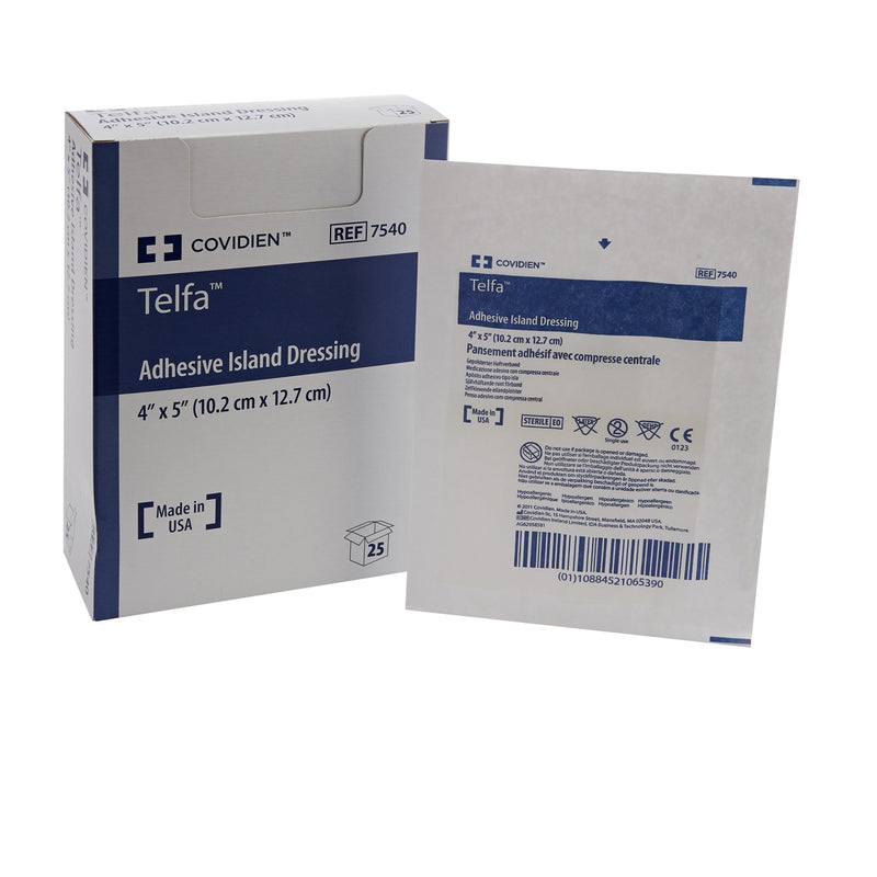 Telfa™ White Adhesive Dressing, 4 x 5 Inch, 1 Carton of 25 (General Wound Care) - Img 1