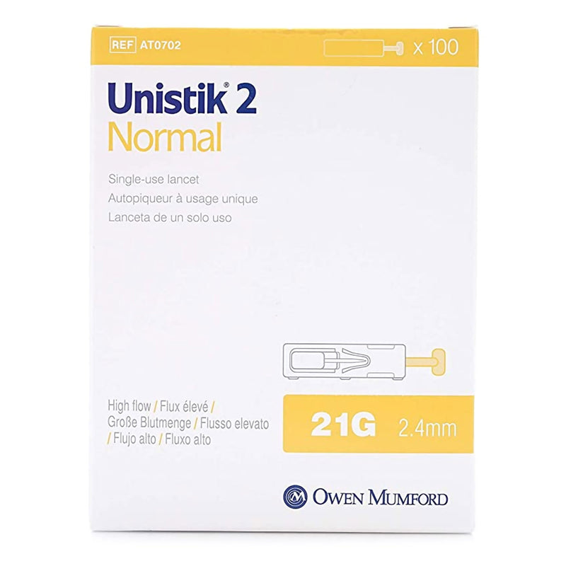 Unistik® Normal Flow Lancet, 23 Gauge, 1 Box of 100 (Diabetes Monitoring) - Img 1