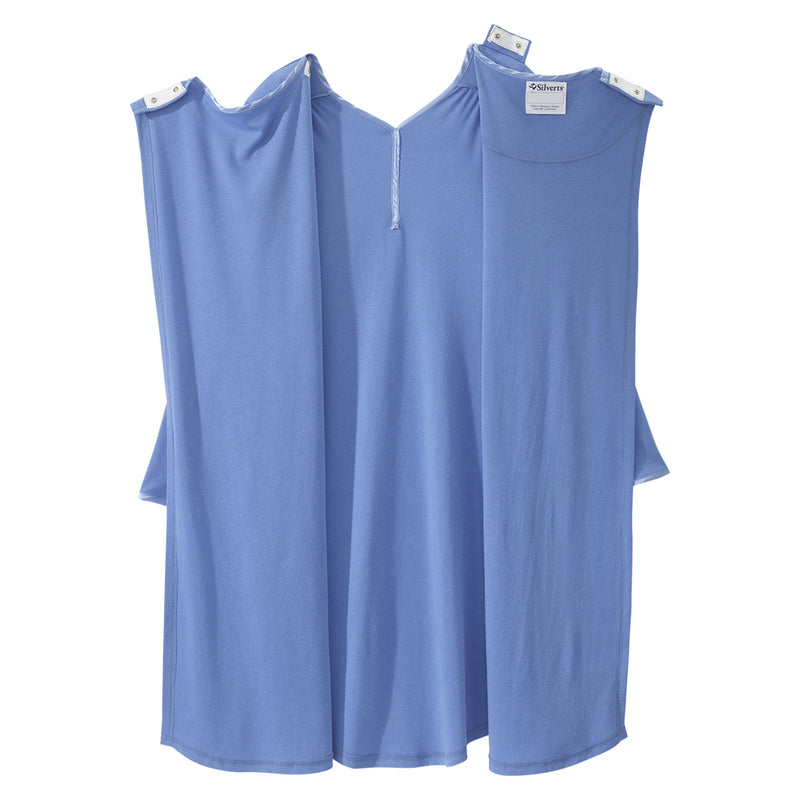 Silverts® Shoulder Snap Patient Exam Gown, Medium, Blue, 1 Each (Gowns) - Img 4