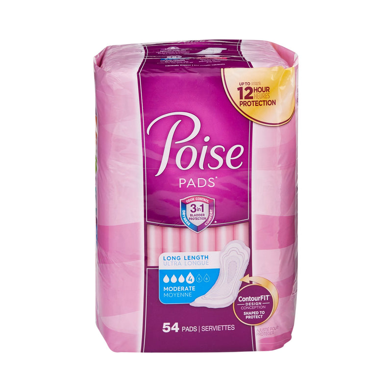 Poise Bladder Control Pads, Adult Women, Moderate Absorbency, Disposable, 12.20" Length, 1 Pack of 54 () - Img 2