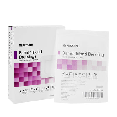 McKesson Composite Barrier Island Dressing, 6 x 6 Inch, 1 Box of 25 (Advanced Wound Care) - Img 1