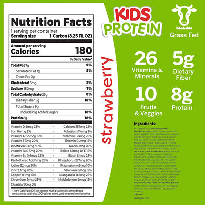 Orgain® Kids® Protein Organic Strawberry Pediatric Oral Supplement, 8.25 oz. Carton, 1 Case of 12 () - Img 2