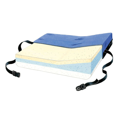 SkiL-Care™ Seat Cushion, 18 in. W x 16 in. D x 3.5 - 5 in. H, Gel / Foam, Blue, Non-inflatable, 1 Each (Chair Pads) - Img 1