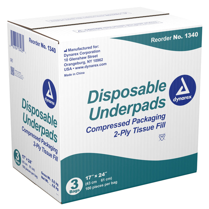 Dynarex® 2-Ply Tissue Fill Underpad, 17 x 24 Inch, 1 Case of 300 (Underpads) - Img 2