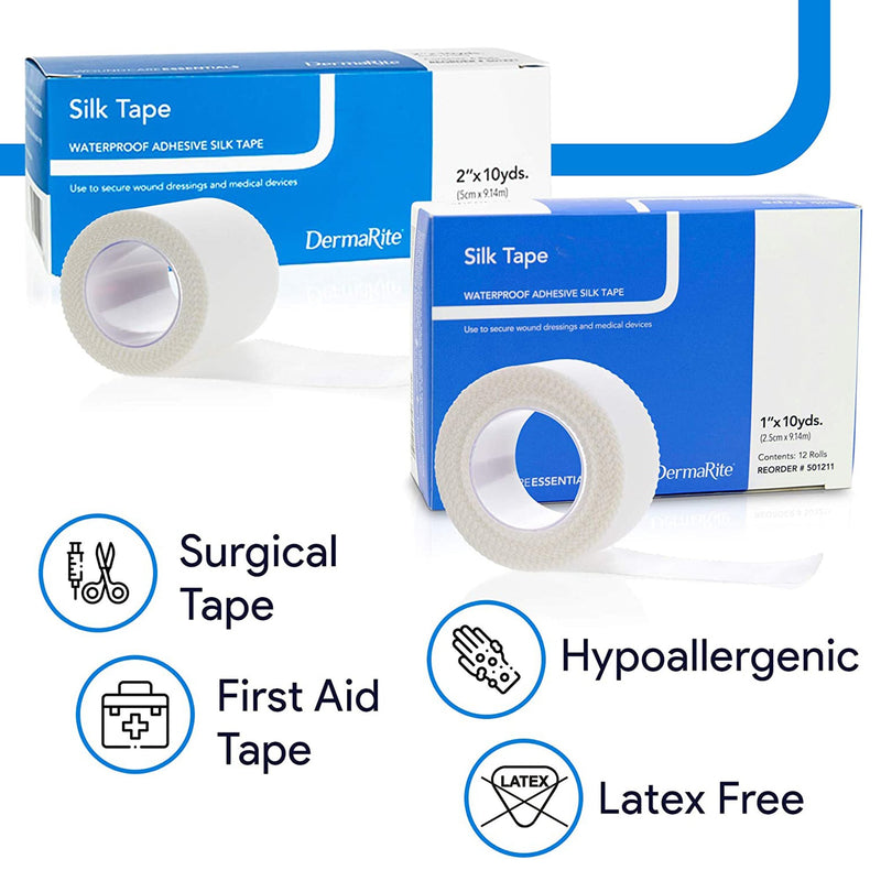 Silk Tape Silk-Like Cloth Medical Tape, 1 Inch x 10 Yard, White, 1 Box of 12 (General Wound Care) - Img 4