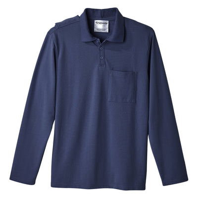 SHIRT, POLO MENS JERSEY LNG SLV OPEN BACK DRK NAVY SM (Shirts and Scrubs) - Img 1