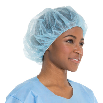 Halyard Bouffant Cap, X-Large, Blue, 1 Case of 500 (Surgical Headcovers) - Img 1