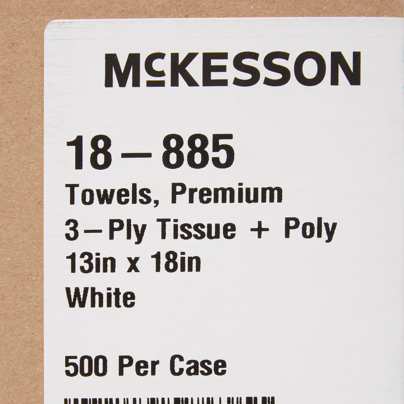 McKesson Procedure Towel, Disposable, White, Polybacking, 13 x 18 Inch, 1 Case of 500 (Procedure Towels) - Img 7