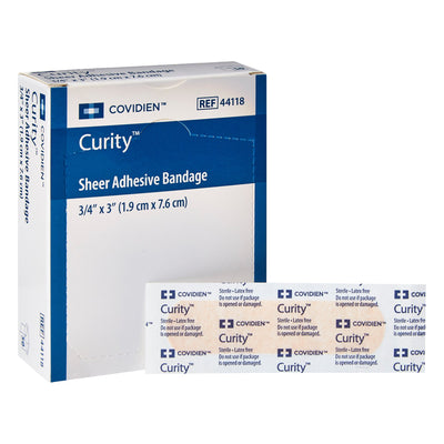 Curity™ Sheer Adhesive Strip, ¾ x 3 Inch, 1 Box of 50 (General Wound Care) - Img 1