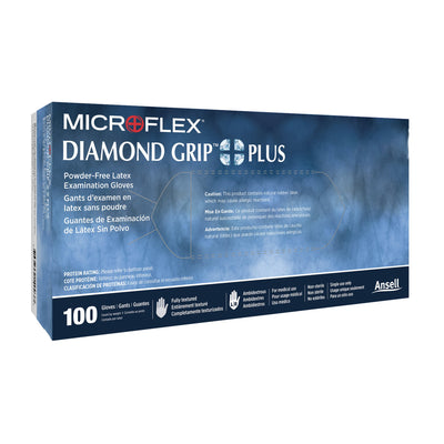 Microflex® Diamond Grip Plus™ Latex Gloves, Large, White, 1 Box of 100 () - Img 1