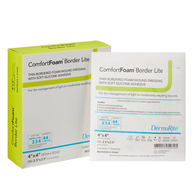 ComfortFoam™ Border Lite Silicone Adhesive with Border Thin Silicone Foam Dressing, 4 x 4 Inch, 1 Each (Advanced Wound Care) - Img 1