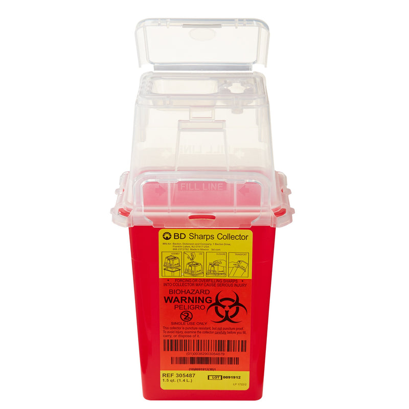 BD Phlebotomy Sharps Container, 1-1/2 Quart, 9 x 4-1/2 x 4 Inch, 1 Case of 36 () - Img 1