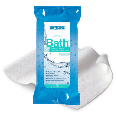 Sage Comfort Bath Rinse-Free Wipes, Aloe, Unscented, Soft Pack, 1 Pack (Skin Care) - Img 1