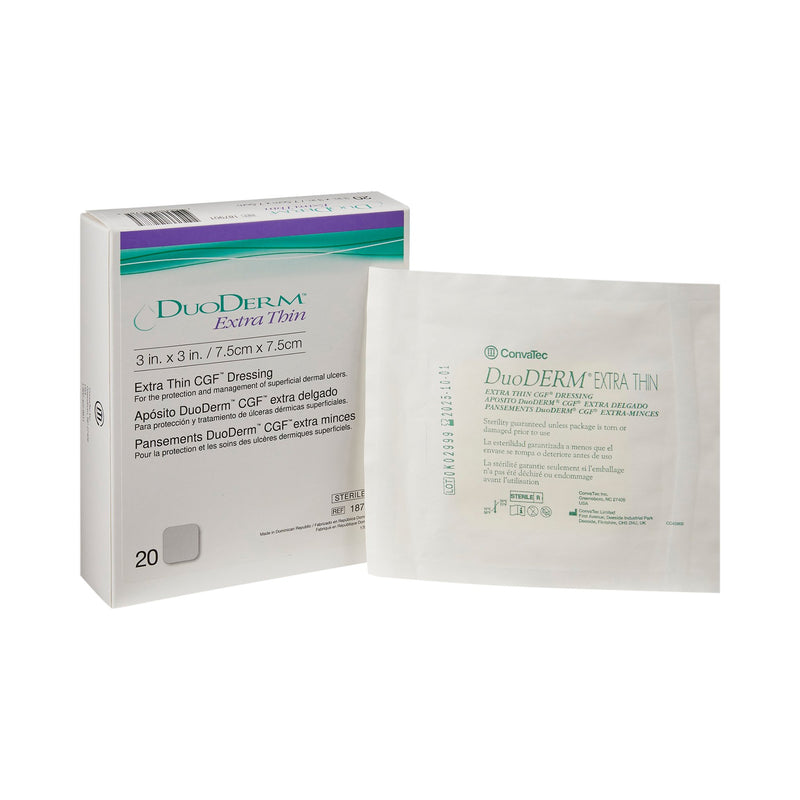 DuoDerm® Extra Thin Hydrocolloid Dressing, 3 x 3 Inch, 1 Box of 20 (Advanced Wound Care) - Img 1