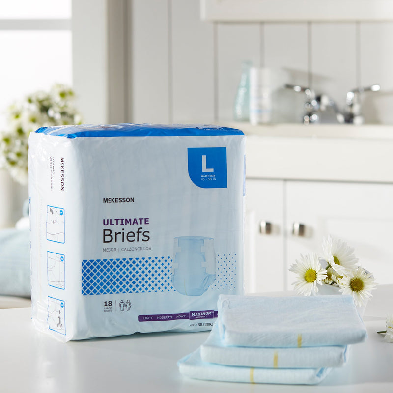 McKesson Ultimate Maximum Absorbency Incontinence Brief, Large, 1 Bag of 18 () - Img 9
