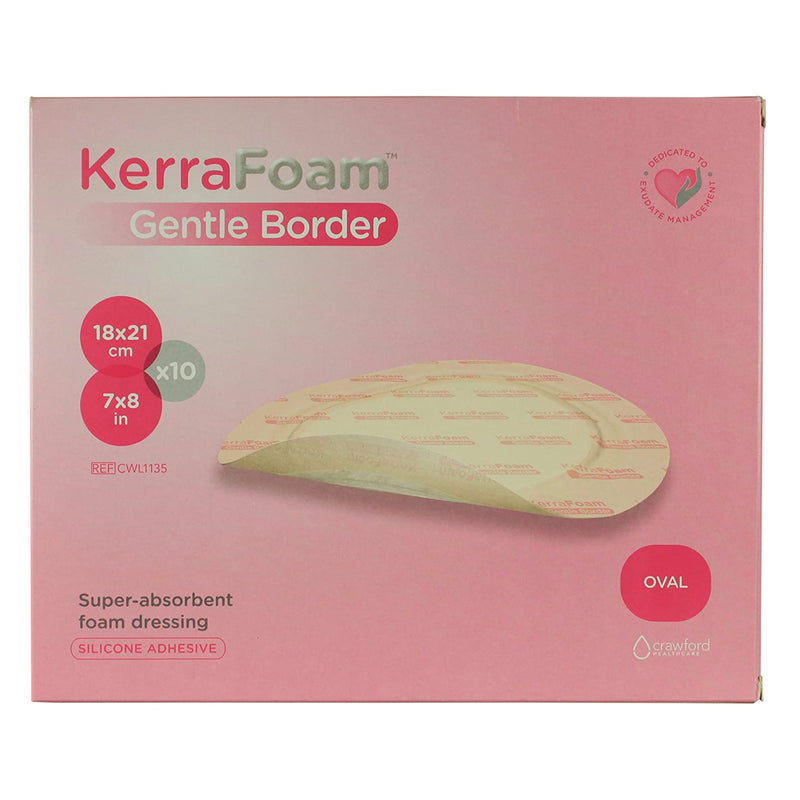 KerraFoam™ Gentle Border Silicone Foam Dressing, 7 x 8 Inch, 1 Carton of 10 (Advanced Wound Care) - Img 2