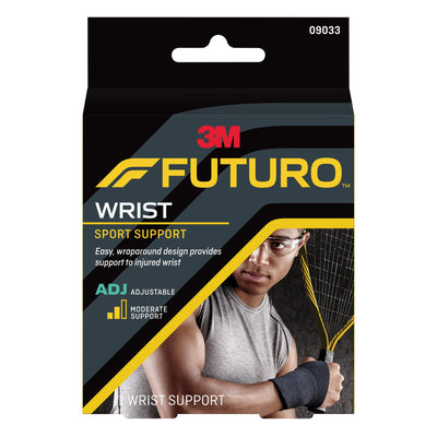 3M Futuro Adult Sport Wrist Support, Wraparound, Adjustable, Black, 4-1/2 to 9-1/2 Inch, One Size Fits Most, 1 Each (Immobilizers, Splints and Supports) - Img 1
