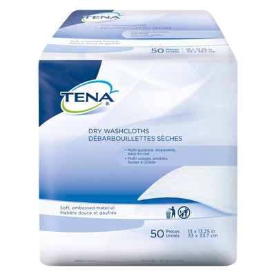 Tena® Dry Washcloths, Disposable, White, 13 x 13-1/4 Inch, 1 Case of 16 (Washcloths) - Img 1