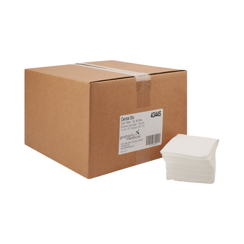 Graham Medical White Dental Bib, 13½ x 18 Inch, 1 Case of 500 (Procedure Towels) - Img 2