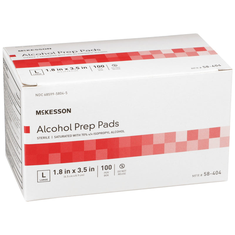 McKesson Alcohol Prep Pad Isopropyl Alcohol, 1-4/5 x 3-1/2 Inch, 1 Box of 100 (Skin Care) - Img 2