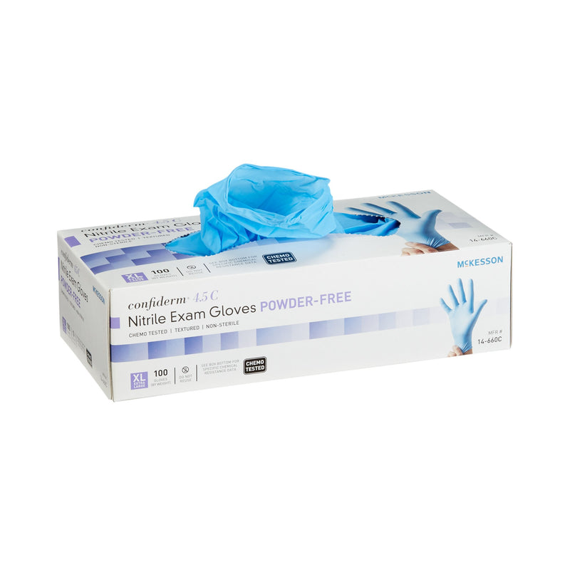 McKesson Confiderm® 4.5C Nitrile Exam Glove, Extra Large, Blue, 1 Box of 100 () - Img 1