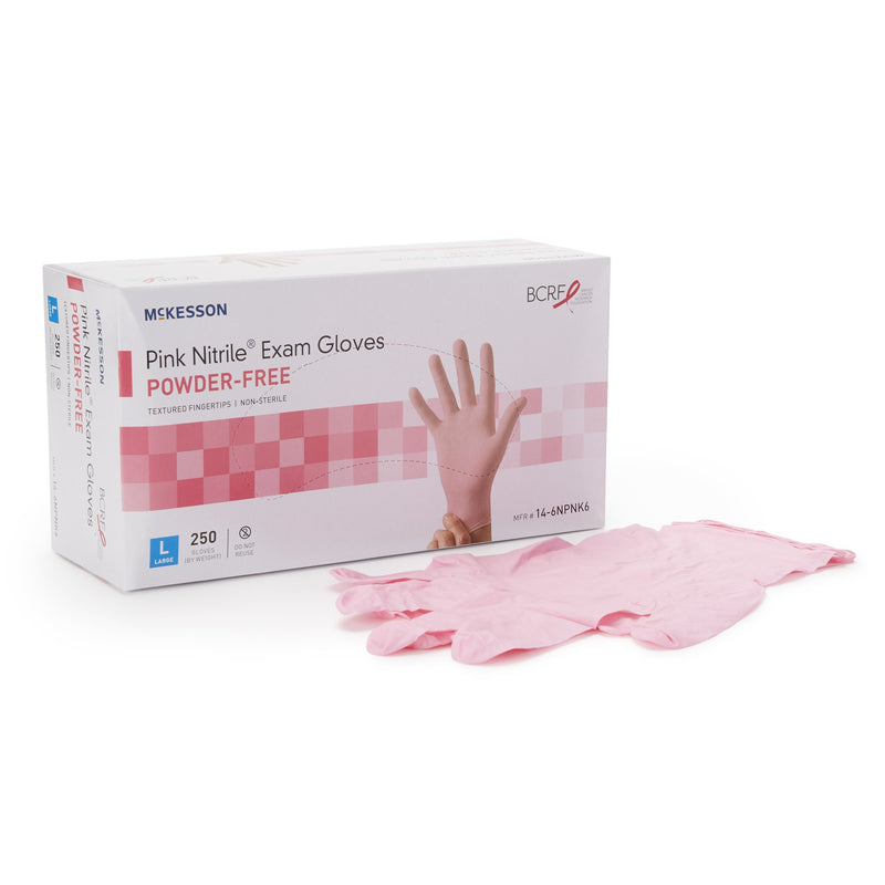 McKesson Pink Nitrile® Nitrile Exam Glove, Large, Pink, 1 Box of 250 () - Img 1