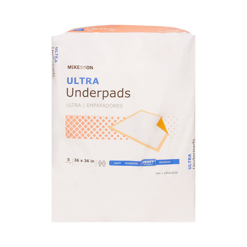 McKesson Ultra Heavy Absorbency Underpad, 36 x 36 Inch, 1 Bag of 5 (Underpads) - Img 3