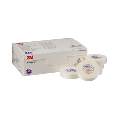 3M™ Durapore™ Silk-Like Cloth Medical Tape, 1/2 Inch x 10 Yard, White, 1 Case of 240 (General Wound Care) - Img 1