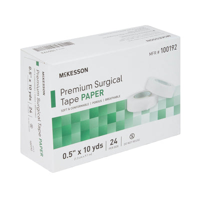 McKesson Paper Medical Tape, 1/2 Inch x 10 Yard, White, 1 Case of 240