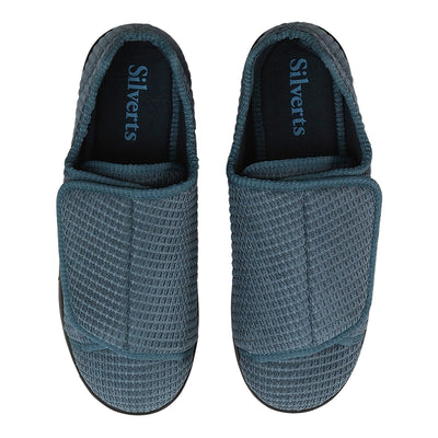 Silverts® Men's Double Extra Wide Slip Resistant Slippers, Steel, Size 7, 1 Pair (Slippers and Slipper Socks) - Img 2