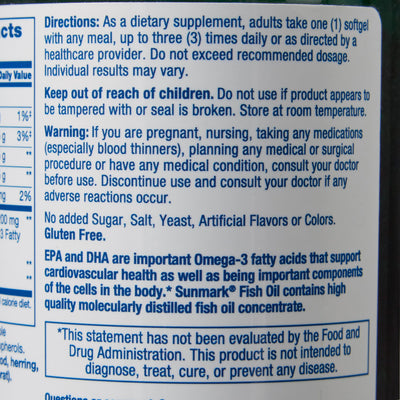 sunmark® 1200 mg Strength Fish Oil Omega-3 Supplement, 1 Bottle (Over the Counter) - Img 3