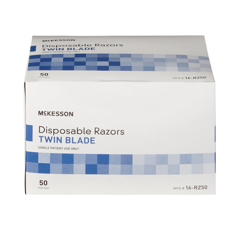 McKesson Twin-Blade Disposable Razor, Blue, 1 Box of 50 (Hair Removal) - Img 9