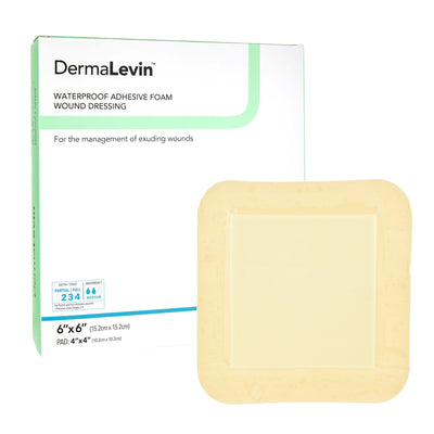 DermaLevin® Adhesive with Border Foam Dressing, 6 x 6 Inch, 1 Each (Advanced Wound Care) - Img 1