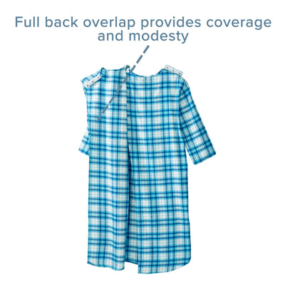Silverts® Shoulder Snap Patient Exam Gown, Medium, Turquoise Plaid, 1 Each (Gowns) - Img 6