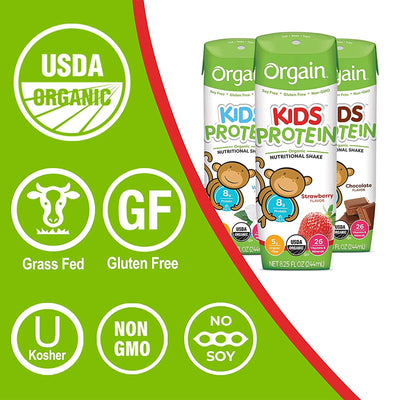 Orgain® Kids® Protein Organic Strawberry Pediatric Oral Supplement, 8.25 oz. Carton, 1 Case of 12 () - Img 3