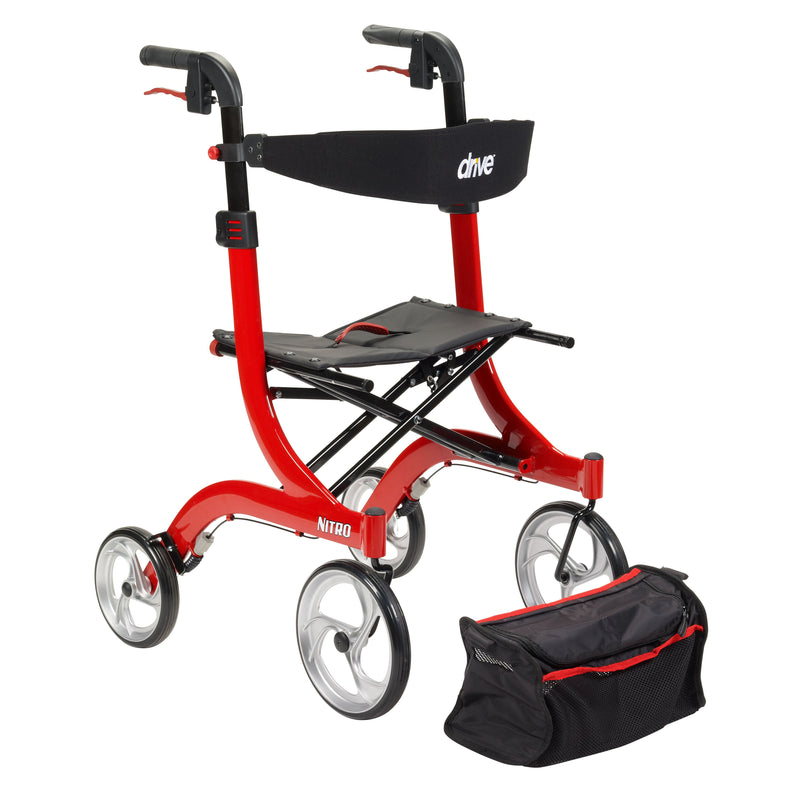 drive™ Nitro 4 Wheel Rollator, Red, 1 Each (Mobility) - Img 3