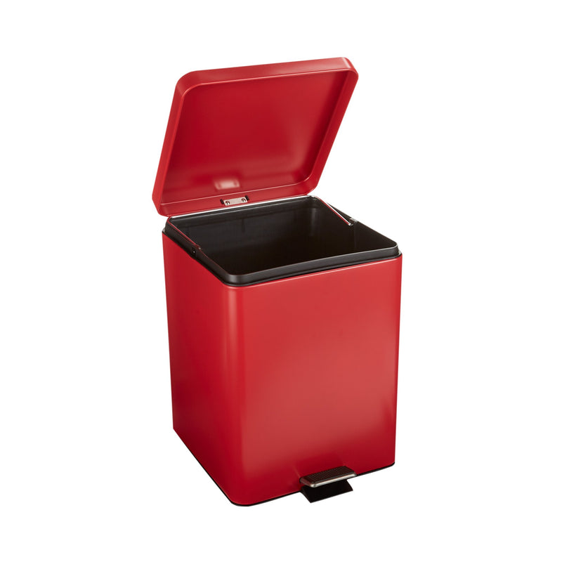 McKesson Trash Can with Plastic Liner, Square, Steel, Step-On, 20 QT, Red, 1 Each (Waste Receptacles) - Img 9