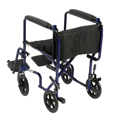 drive™ Lightweight Transport Chair, Blue, 17-Inch Seat Width, 1 Each (Mobility) - Img 2