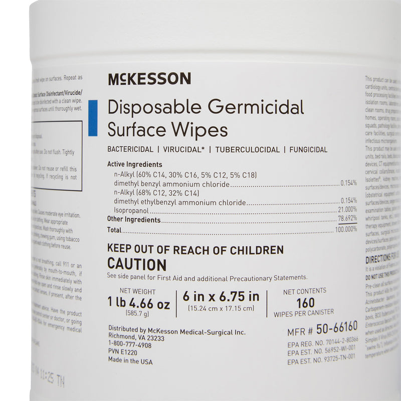 McKesson Surface Disinfectant Wipes, Large Canister, 1 Box (Cleaners and Disinfectants) - Img 6