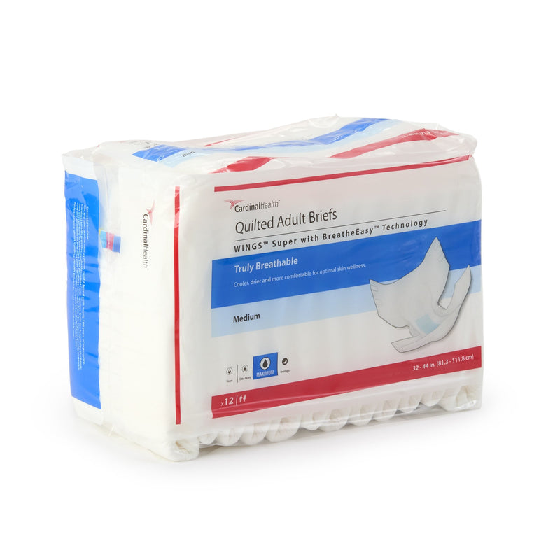 Wings™ Super Quilted Maximum Absorbency Incontinence Brief, Medium, 1 Bag of 12 () - Img 1